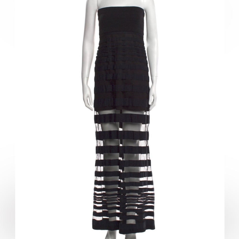 Alexis Black Sheer Striped Maxi Dress